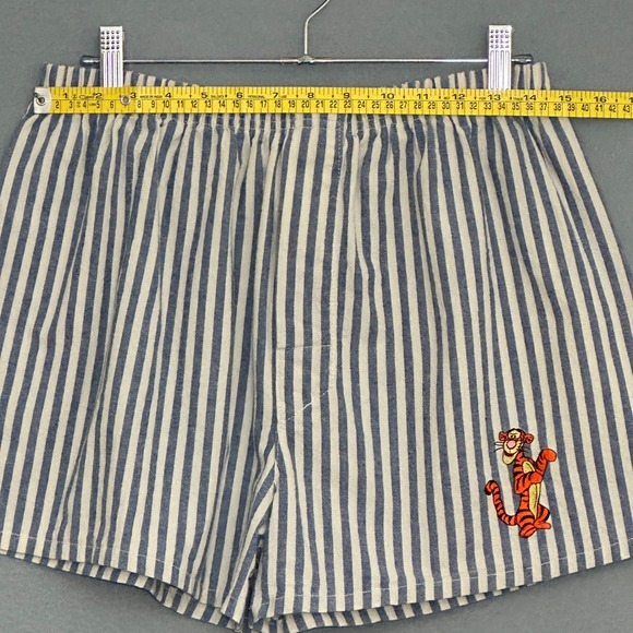 VTG Disney Store Womens Sleep Shorts L Blue Stripe Tigger Pajamas Loungewear - Picture 4 of 13